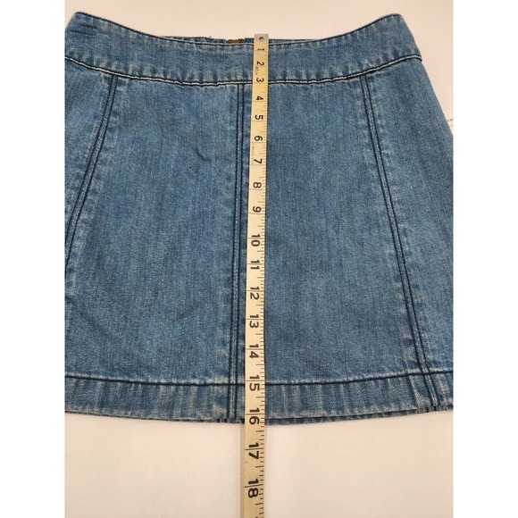 NWT Free People Zip to It Denim Mini Jean Skirt Chloe Wash Women's Sz 8 - Picture 7 of 12